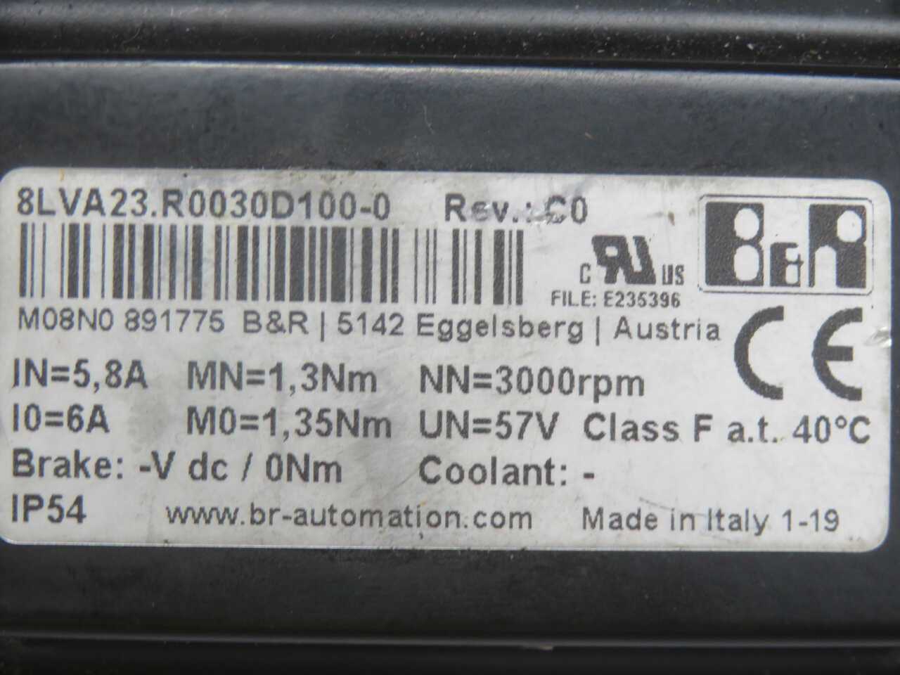 B&R 8LVA23.R0030D100-0 SERVO MOTOR T269481 - INDUSTRIAL PARTS