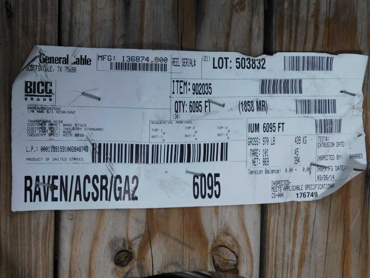 GENERAL CABLE ACSR/GA2 ALUMINUM CABLE STEEL REINFORCED 6000 FT T144402 - MULTIPLE CONDUCTOR CABLE