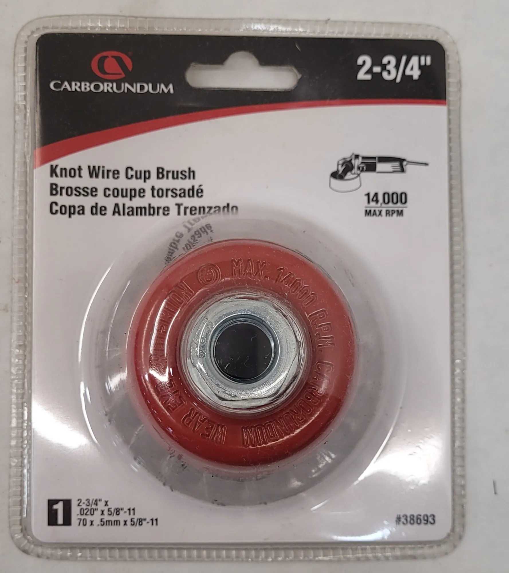 Carborundum 2-3/4" Knot Wire Cup Brush for Heavy-Duty Cleaning - MACHINING ACCESSORIES & TOOLING