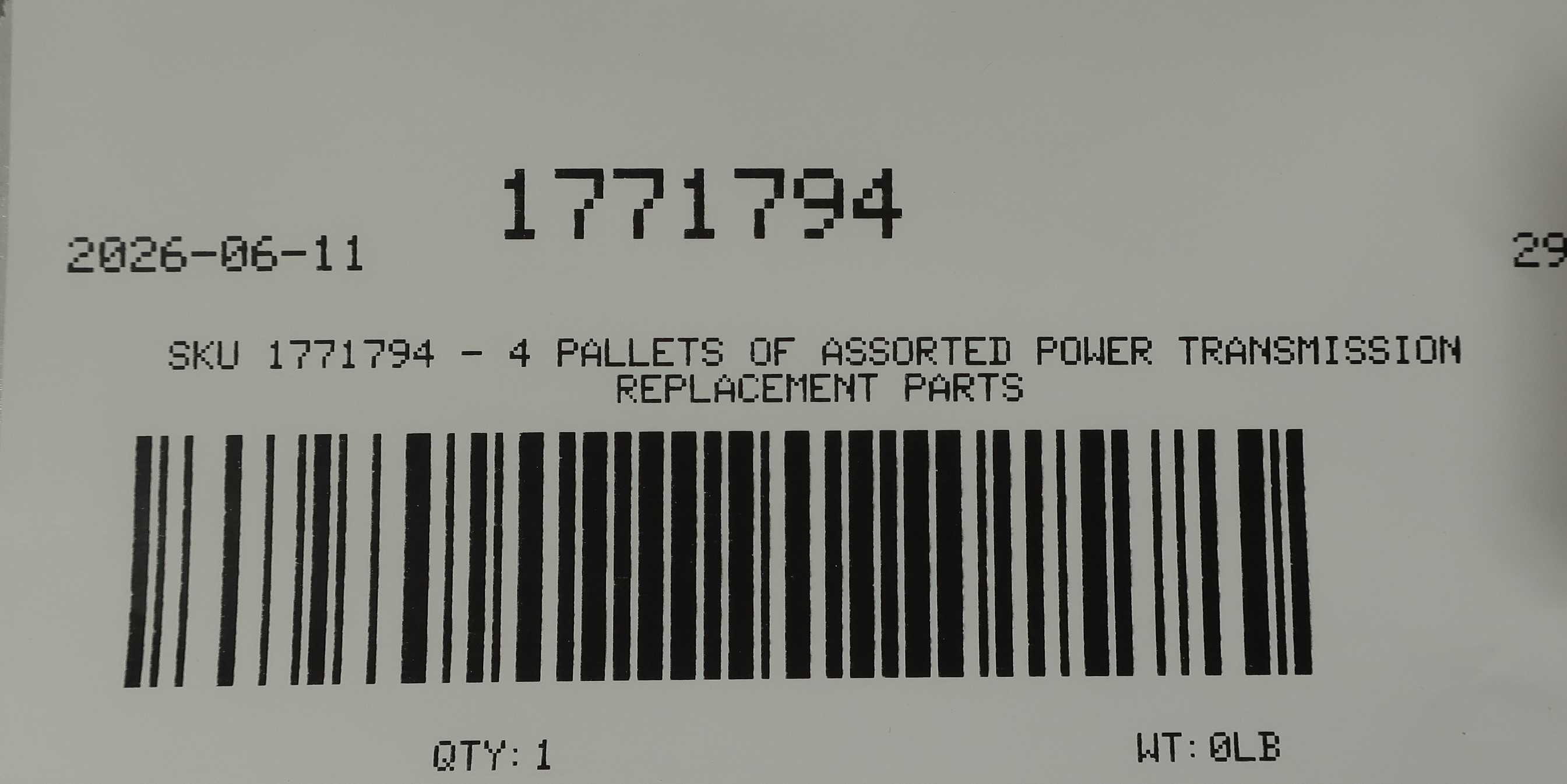 SKU 1771794 - 5 PALLETS OF ASSORTED POWER TRANSMISSION - POWER TRANSMISSION