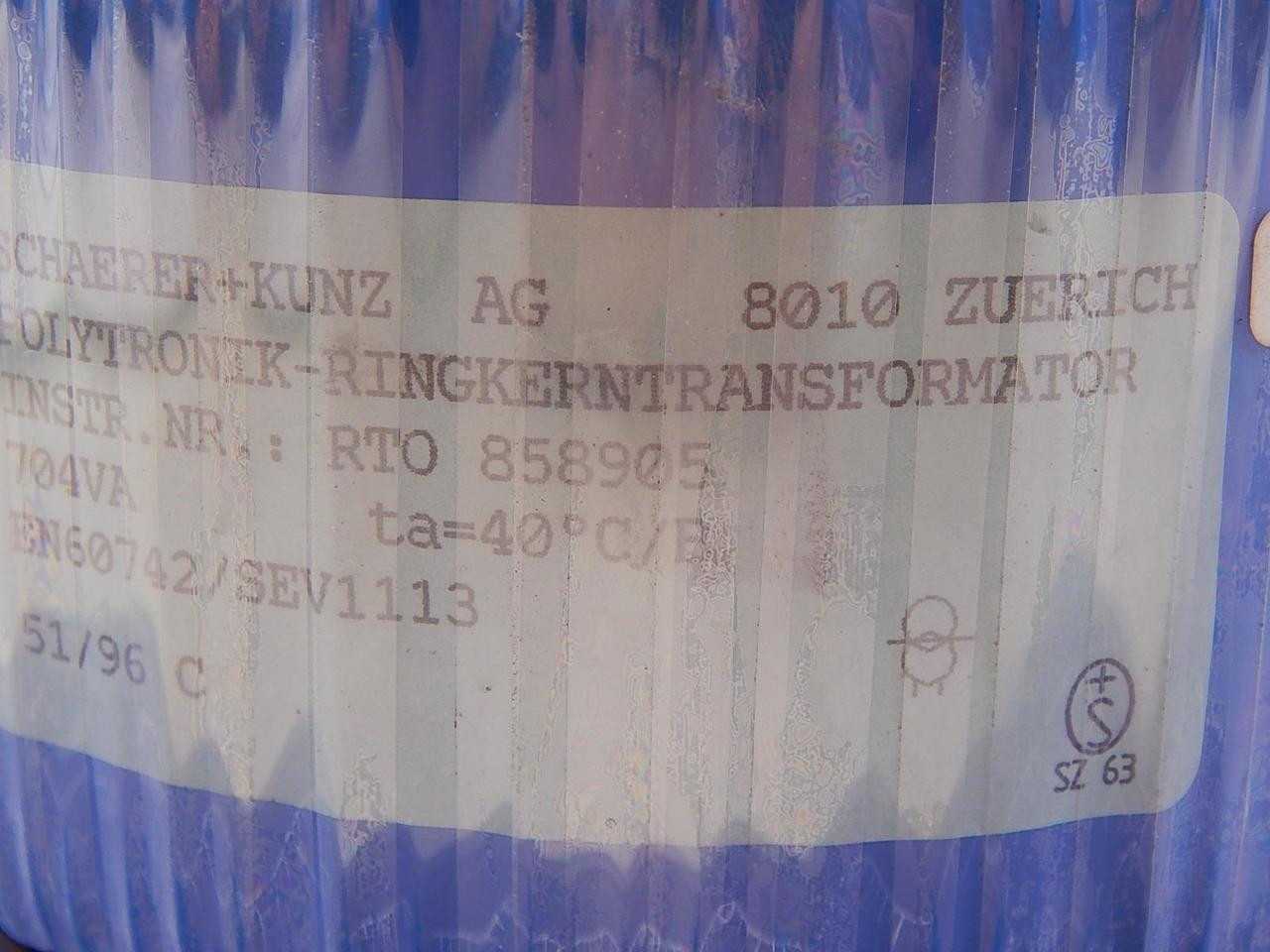 SEDLBAUER EN60742/SEV1113 TRANSFORMER 704 VA T99975 - POWER TRANSFORMERS