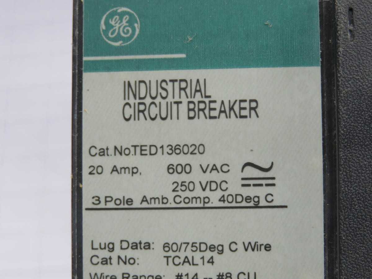 GE TED136020 INDUSTRIAL CIRCUIT BREAKER T225373 - INDUSTRIAL PARTS