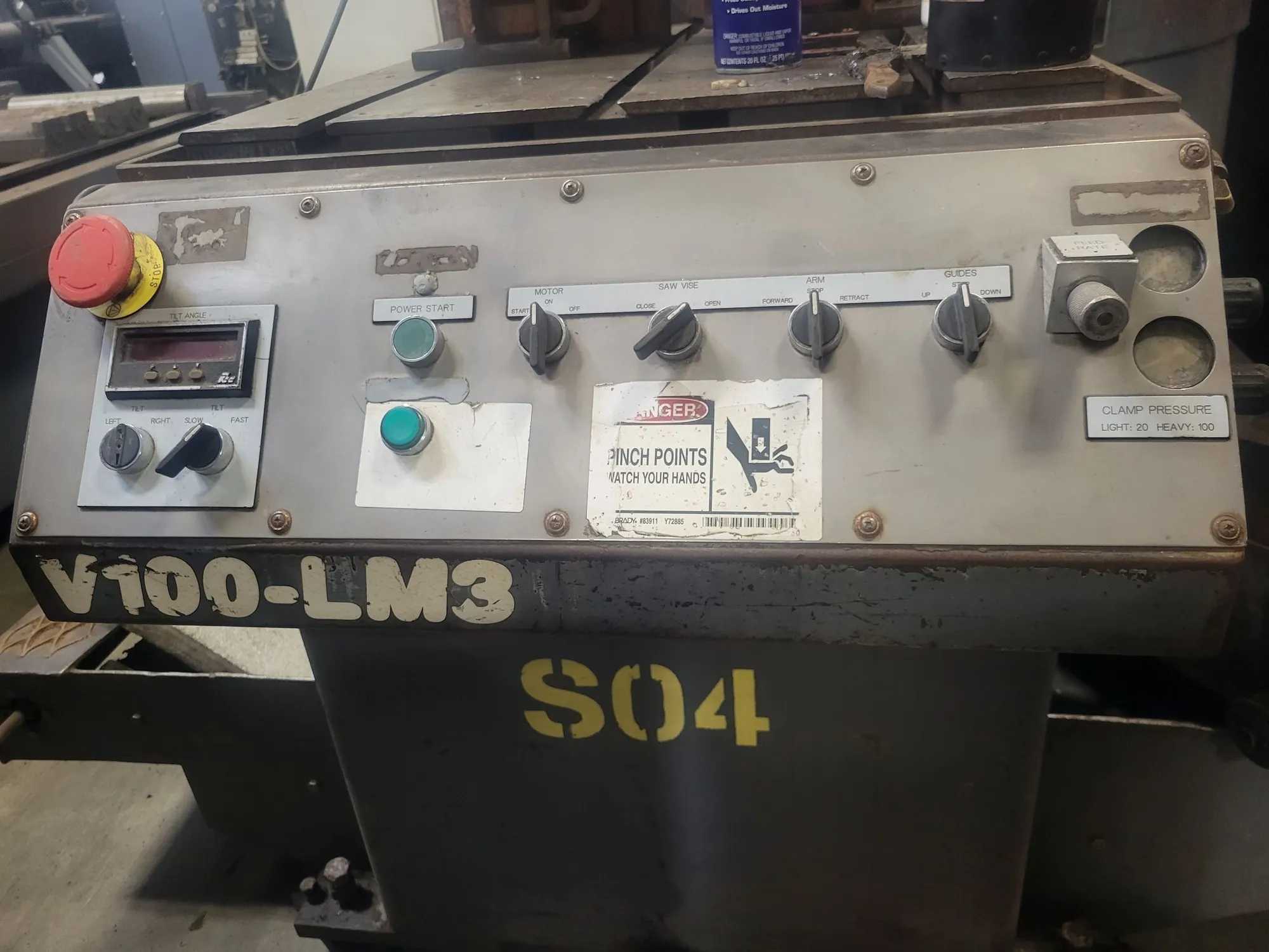 2002 HEM V100LM-3 Vertical Mitering Bandsaw, 5 HP, 180" Blade Length - VERTICAL BAND SAWS