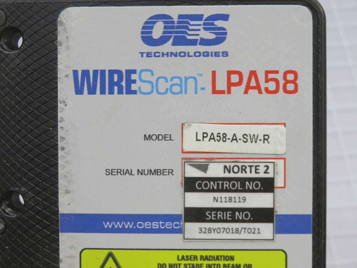 OES TECHNOLOGIES LPA58 LPA58-A-SW-R WIRESCAN DYNAMIC OPTICAL SENSOR T258165 - SENSORS