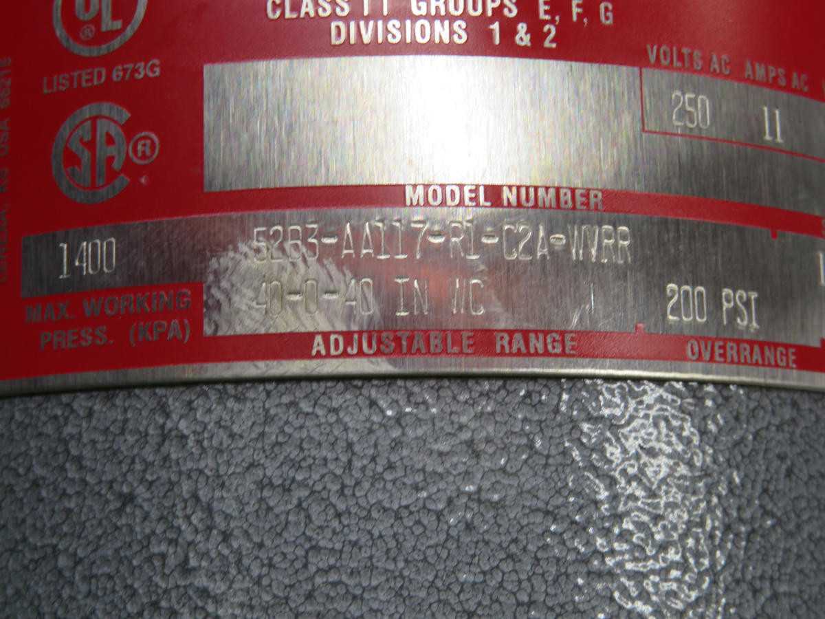 SOR 52B3-AA117-R1-C2A-WVRR Pressure Switch T238916 - PRESSURE MEASUREMENT