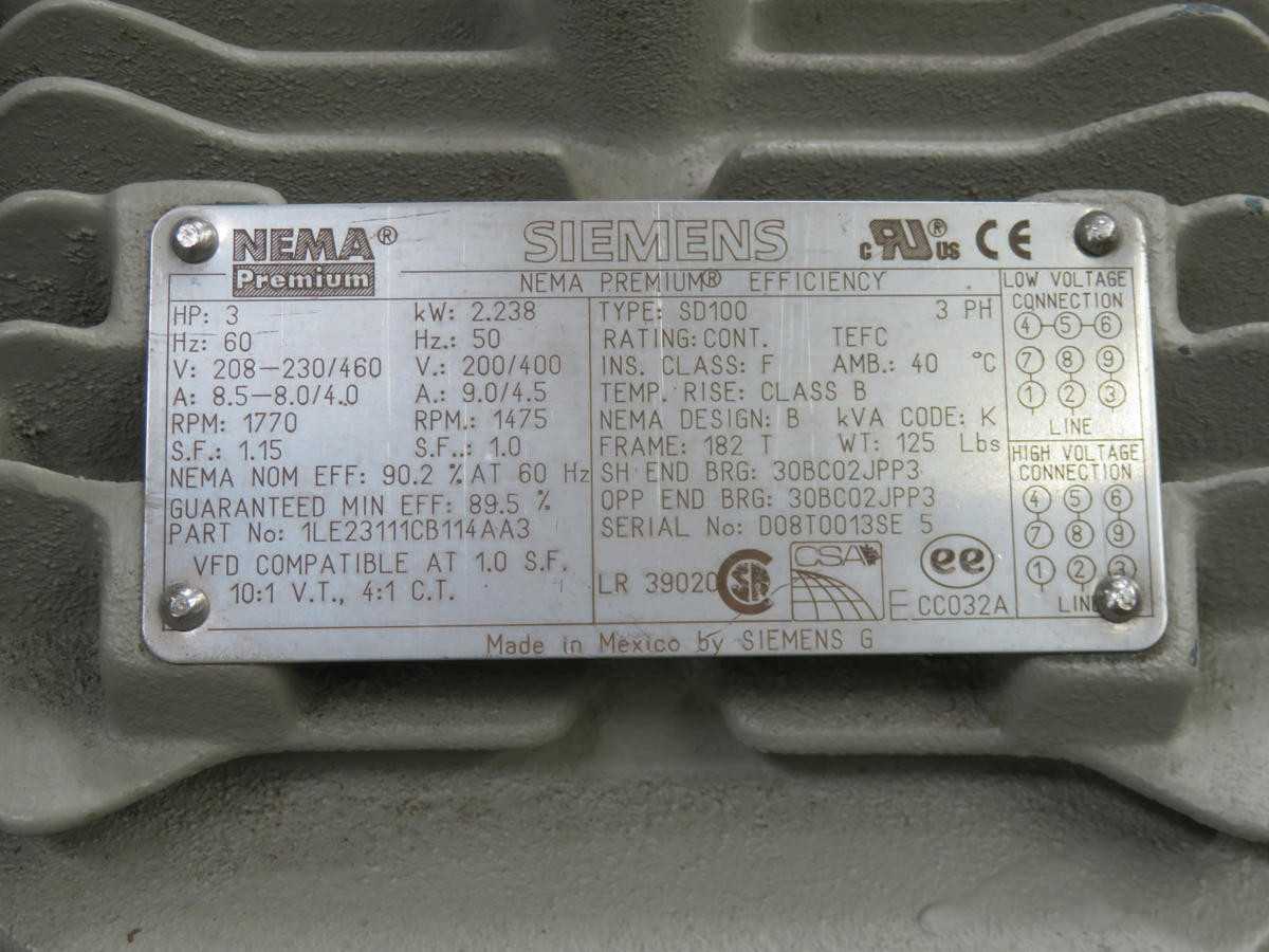 SIEMENS 1LE23111CB114AA3 MOTOR T236302 - AC MOTOR