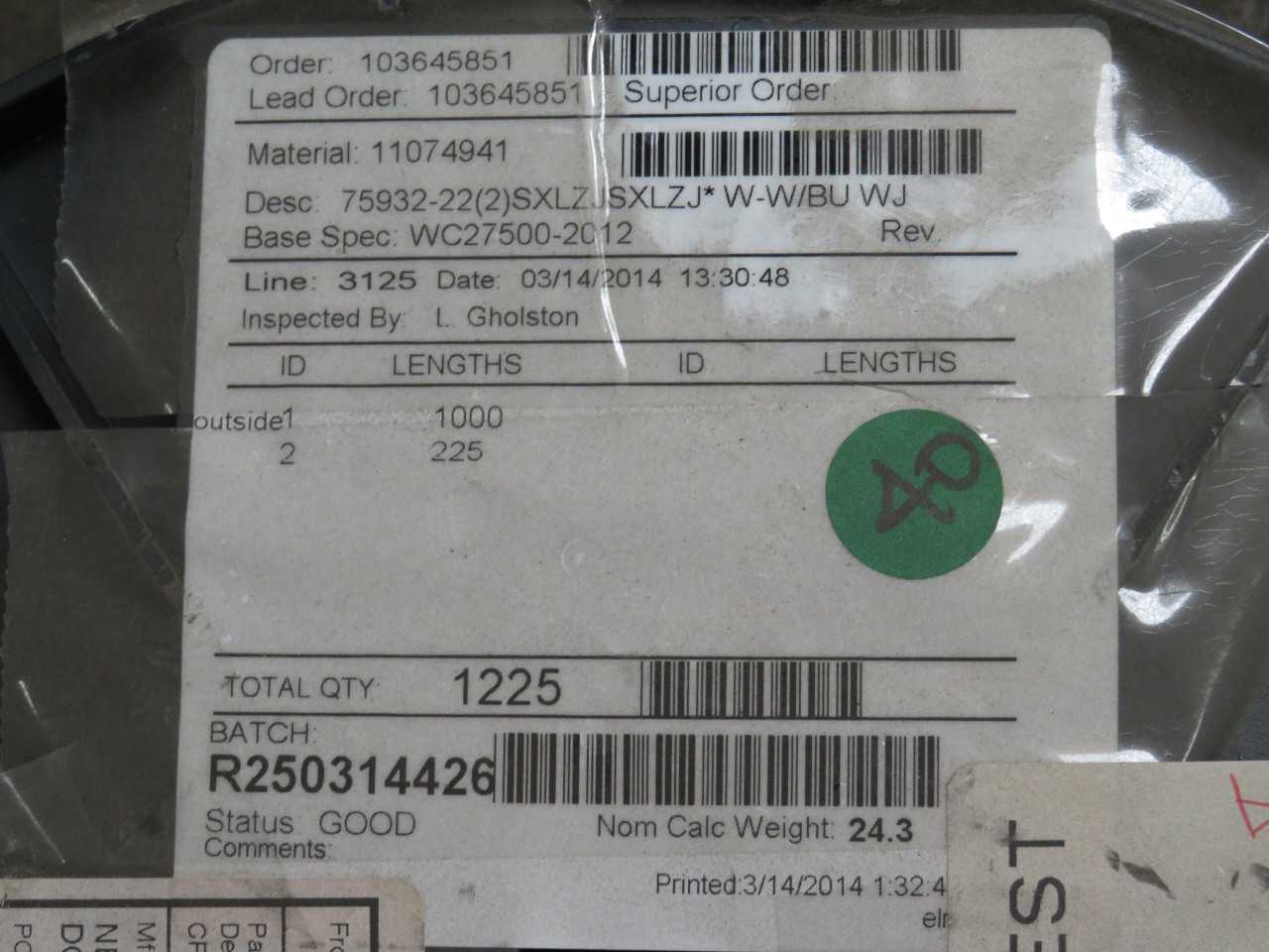 Nexans M27500-22SB2V73 1200 Ft W-W/BU WJ Cable - High-Quality Electrical Solution - ELECTRICAL WIRE