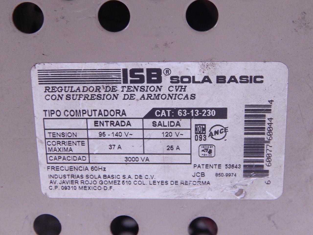 ISB 63-13-230 VOLTAGE REGULATOR W/ HARMONIC SUPPRESSION MCR PORTABLE SERIES120 VAC 3000 VA T119560 - SURGE SUPPRESSOR