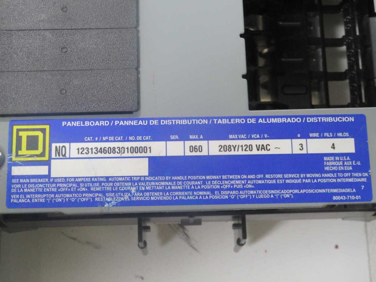 SQUARE D 12313460830100001 80122-170-52 PANELBOARD 60 AMP 208Y/120 VAC T194783 - PANELBOARDS