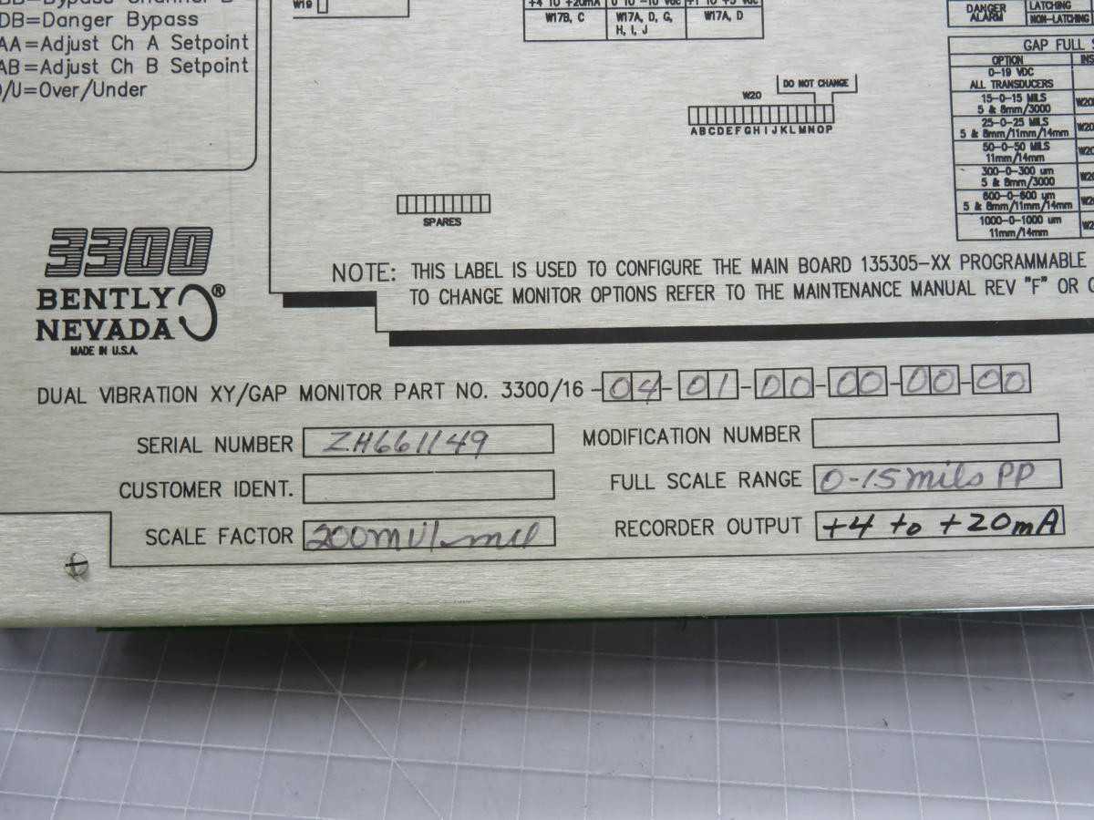 BENTLY NEVADA 3300/16-04-01-00-00-00-00 DUAL VIBRATION MONITOR T229394 - CORDSET CABLES