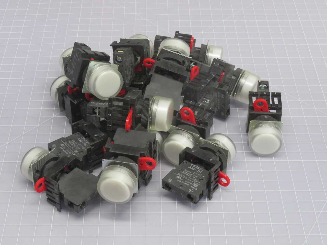 Lot Of 19 Omron A22-TN Lamp Socket Pushbutton Switches - SWITCHES