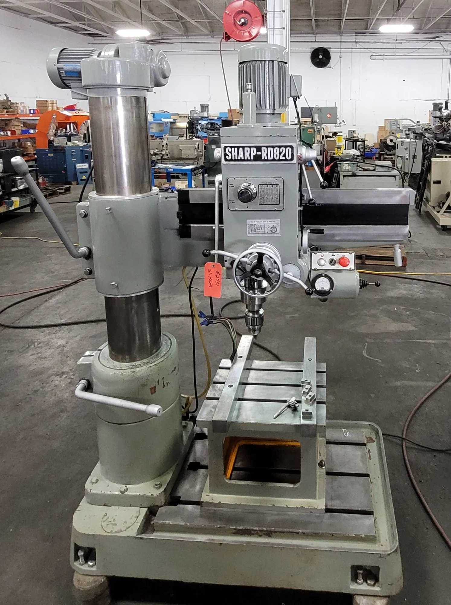 1989 SHARP RD-820 RADIAL ARM DRILL, 3 HP, 1500 RPM, MT #4, 66X32X87 IN - RADIAL ARM DRILLING MACHINES