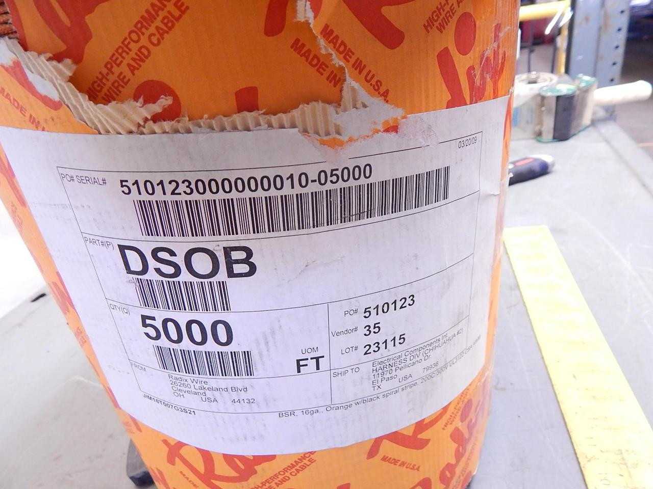 Radix Wire DSOB Jim16T007G3S21 BSR 16Ga Orange With Black Spiral Stripe 200C/300V UL3122 - ELECTRICAL WIRE
