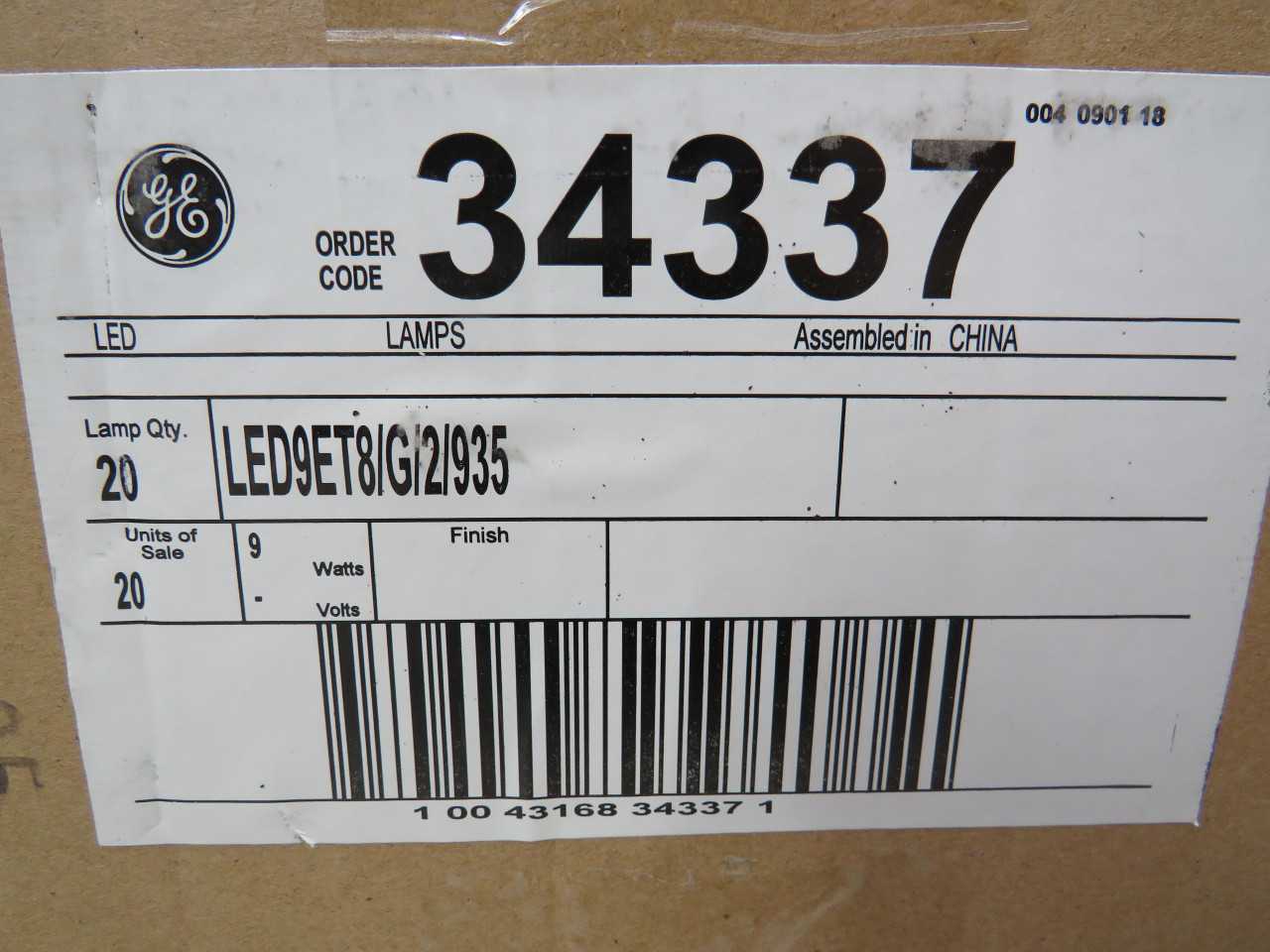 LOT OF 920 GE 34337 LED9ET8/G/2/935 2 FOOT LED STRAIGHT T8 TUBE LIGHT BULBS 9 WATT G13 T157096 - LIGHTING