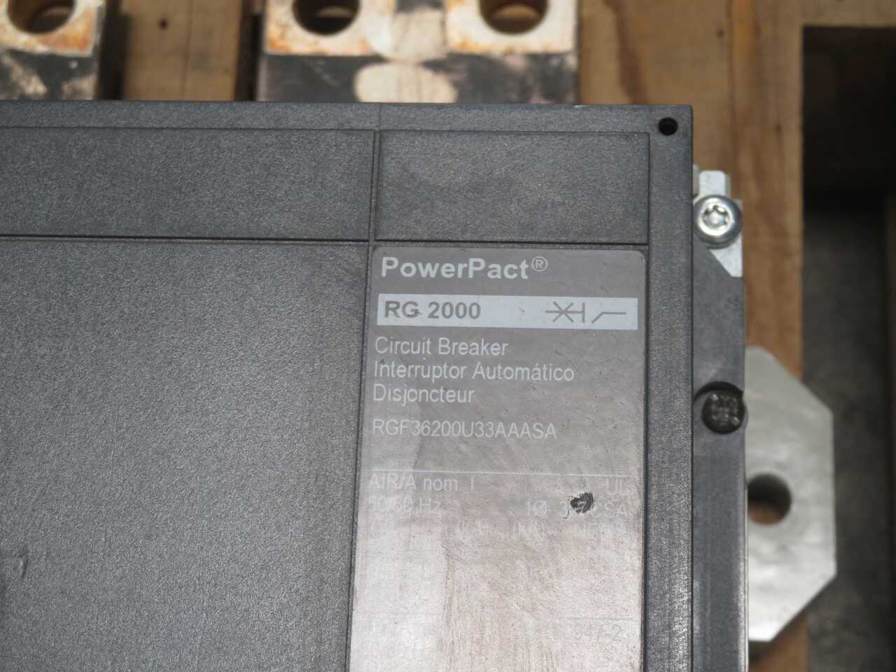 Square D RGF36200U33AAASA CB, 3-Pole, 2000A, 600VAC, 35KA IR, MicroLogic 3.3 LSI - CIRCUIT BREAKERS