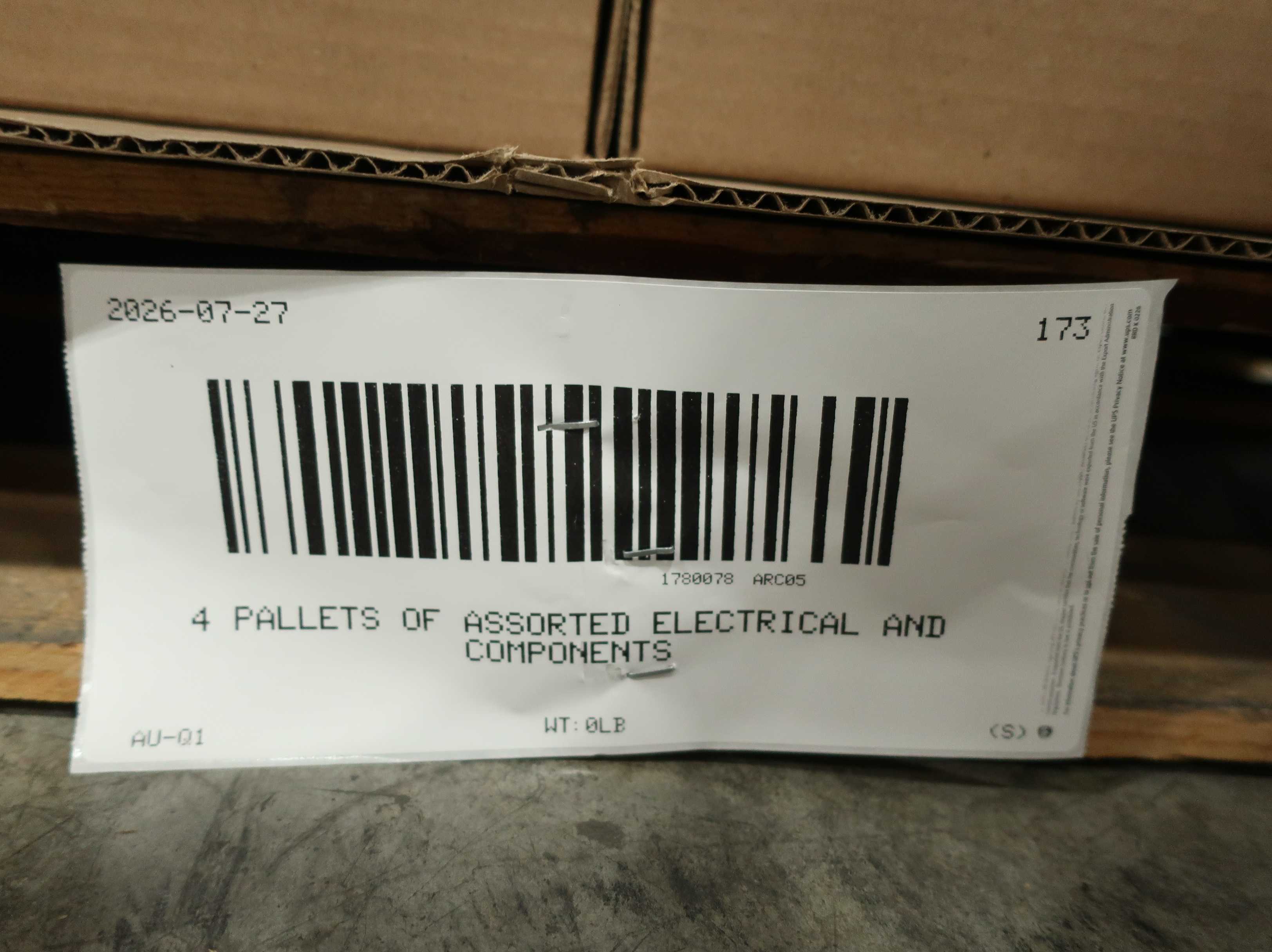 SKU 1780078 - 4 PALLETS OF ASSORTED ELECTRICAL AND COMPONENTS - ELECTRICAL COMPONENTS