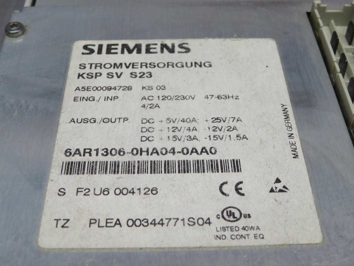 SIEMENS 6AR1306-0HA04-0AA0 POWER SUPPLY STROMVERSORGUNG KSP SV S23 T195925 - PCB CIRCUIT BOARDS