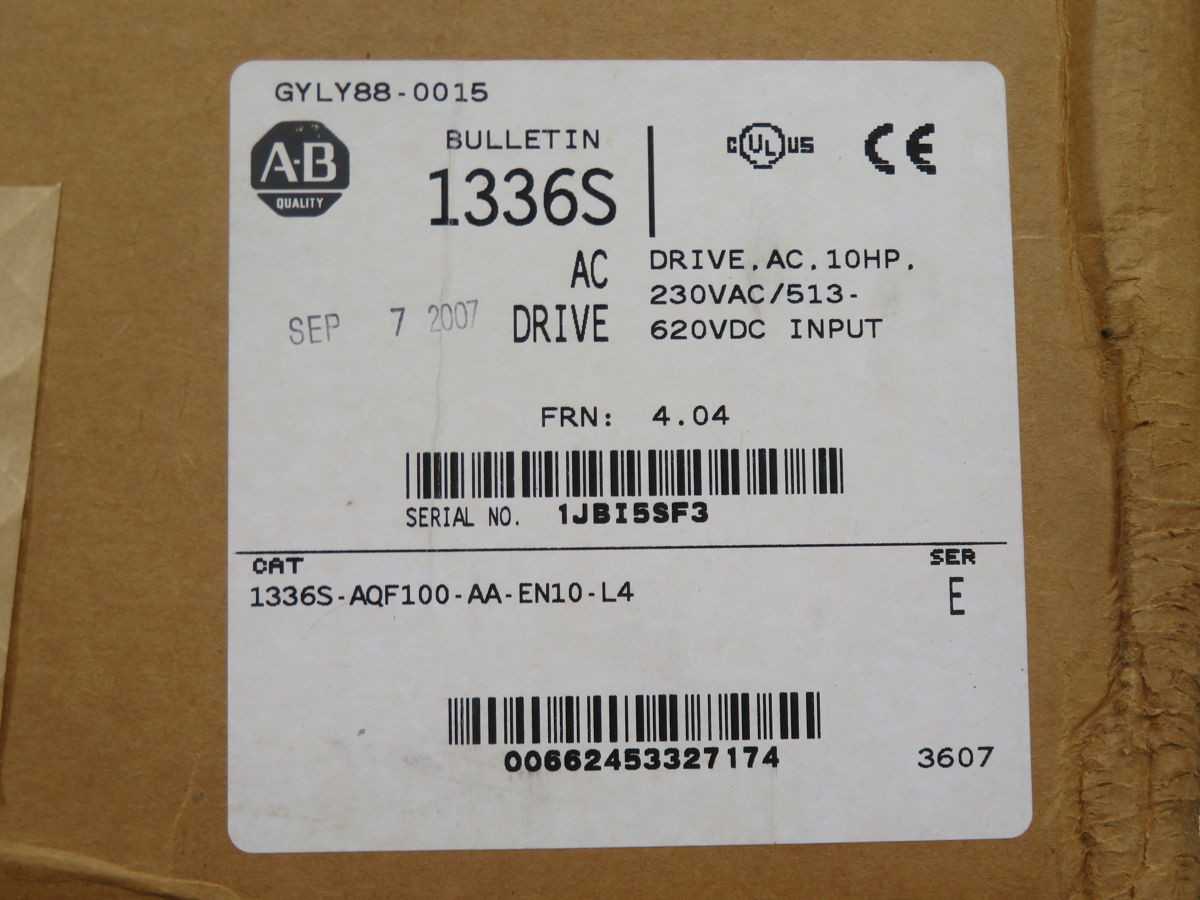 ALLEN BRADLEY 1336 PLUS 1336S-AQF100-AA-EN10-L4 AC DRIVE 10 HP - AC VFD DRIVES