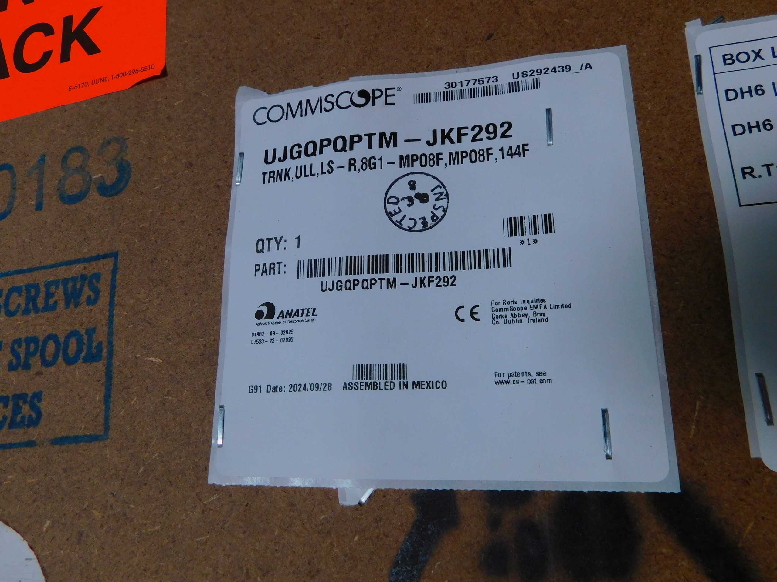 COMMSCOPE UJGQPQPTM-JKF292 FIBER OPTIC TRUNK ASSEMBLY 144 FIBER, SINGLE MODE, 292 FT. M7847 - FIBER OPTIC CABLE