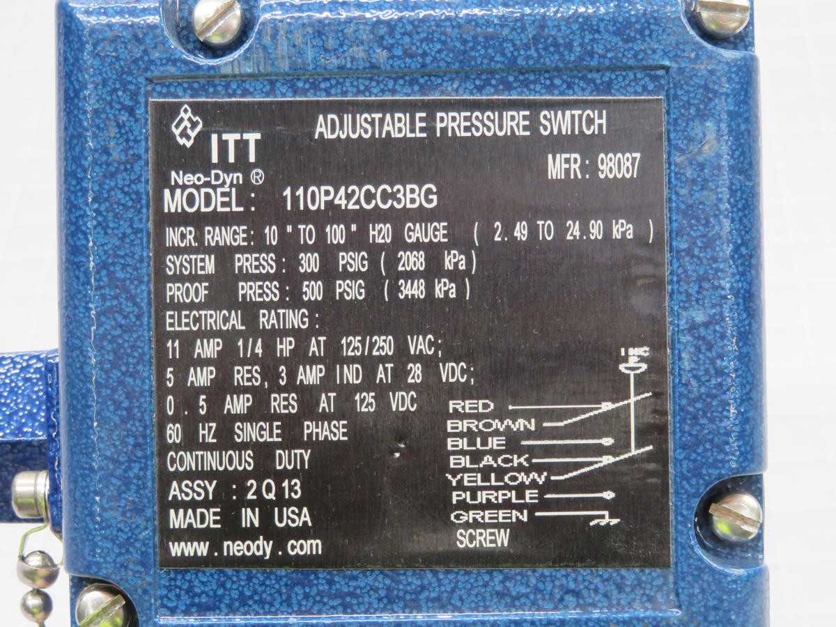 ITT 110P42CC3BG 110P42CC ADJUSTABLE PRESSURE SWITCH T217302 - SWITCHES