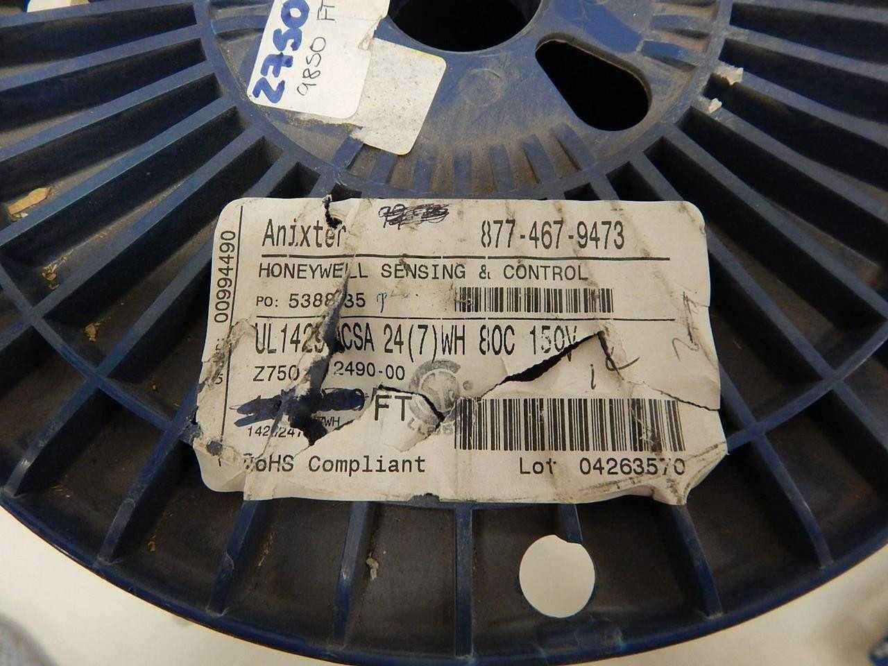 HONEYWELL 538835 Z750-2490-00 UL1429CSA 24(7) WH 80C WIRE (9850 FT) T58247 - ELECTRICAL WIRE