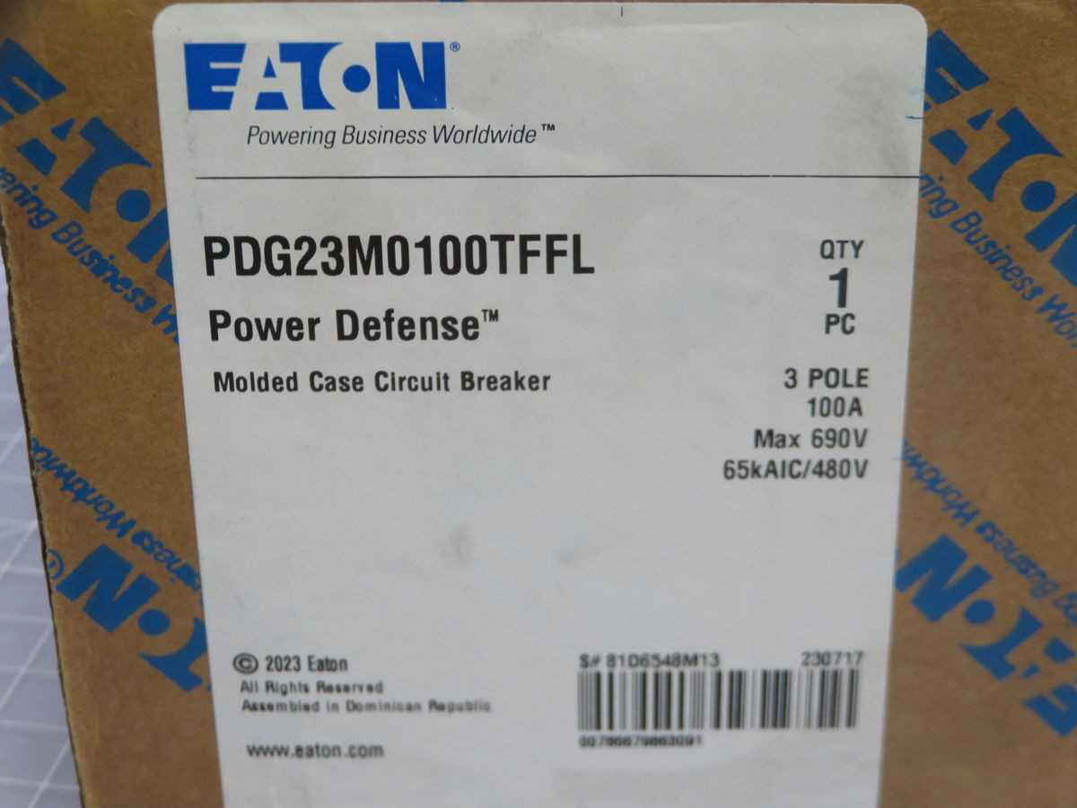 EATON PDG23M0100TFFL POWER DEFENSE MOLDED CASE CIRCUIT BREAKER T243819 - CIRCUIT BREAKERS