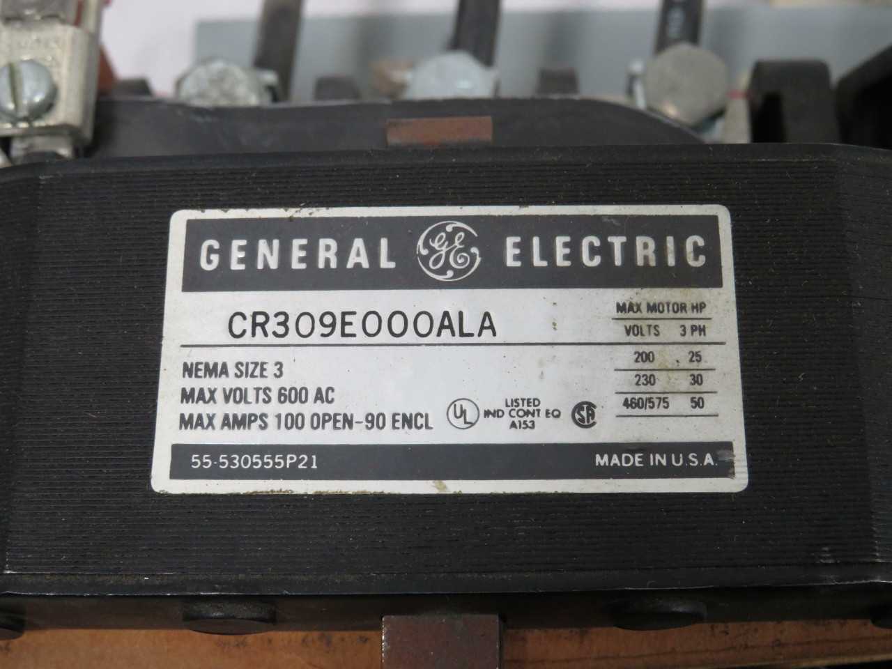 GE CR309E000ALA 3-Phase Reversing Starter 600 VAC 100A Size 3 T186085 - DC MOTOR