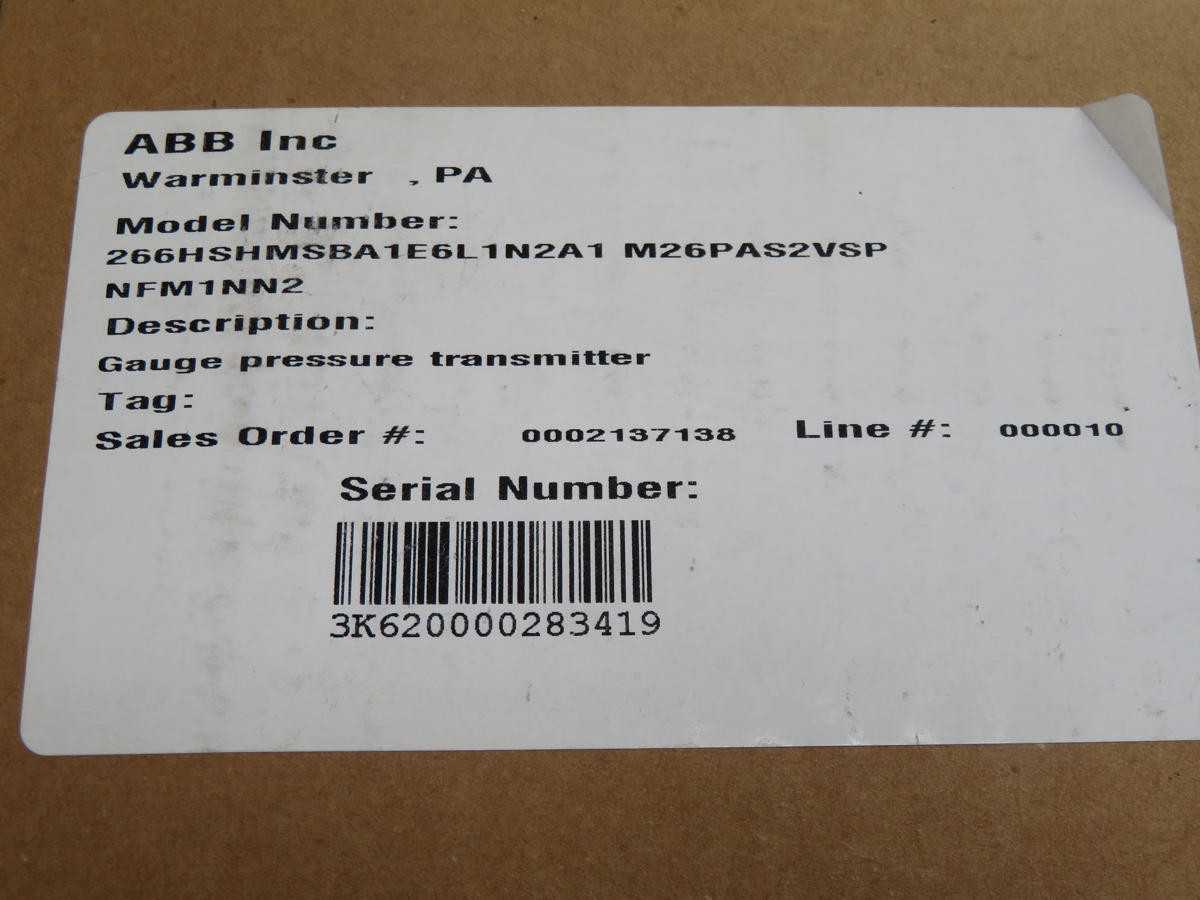 ABB 2600T 266HSHMSBA1E6L1N2A1 PRESSURE TRANSMITTERS T207551 - PRESSURE TRANSMITTER