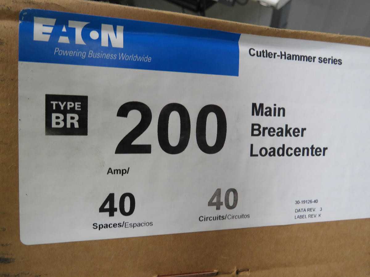EATON BR4040B200R MAIN BREAKER LOAD CENTER 40 SPACE 40 CIR 200 AMP T191902 - CIRCUIT BREAKERS