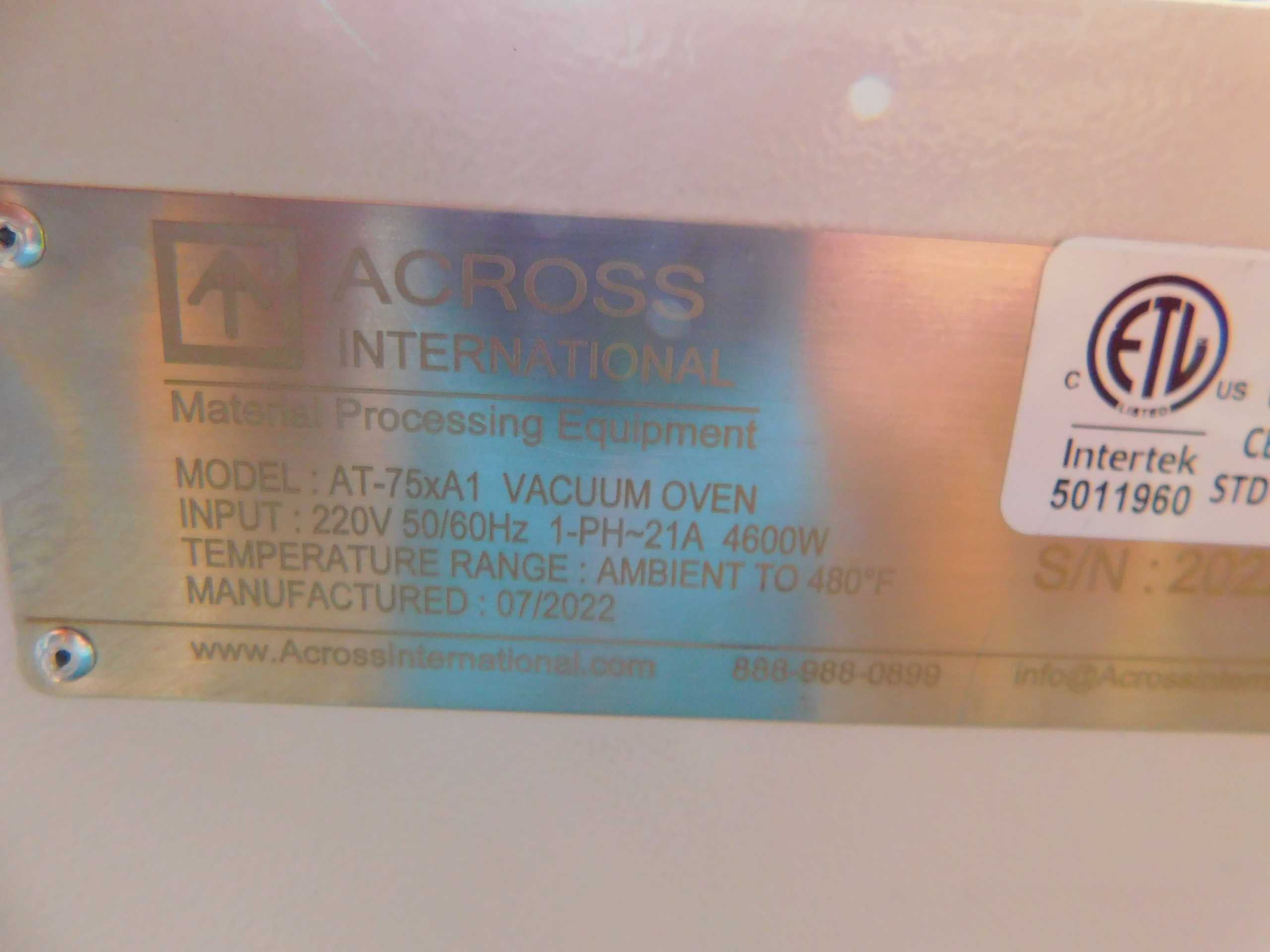 ACROSS INTERNATIONAL AT-75XA1 VACUUM OVEN AMBIENT-250 C, - PROCESS EQUIPMENT