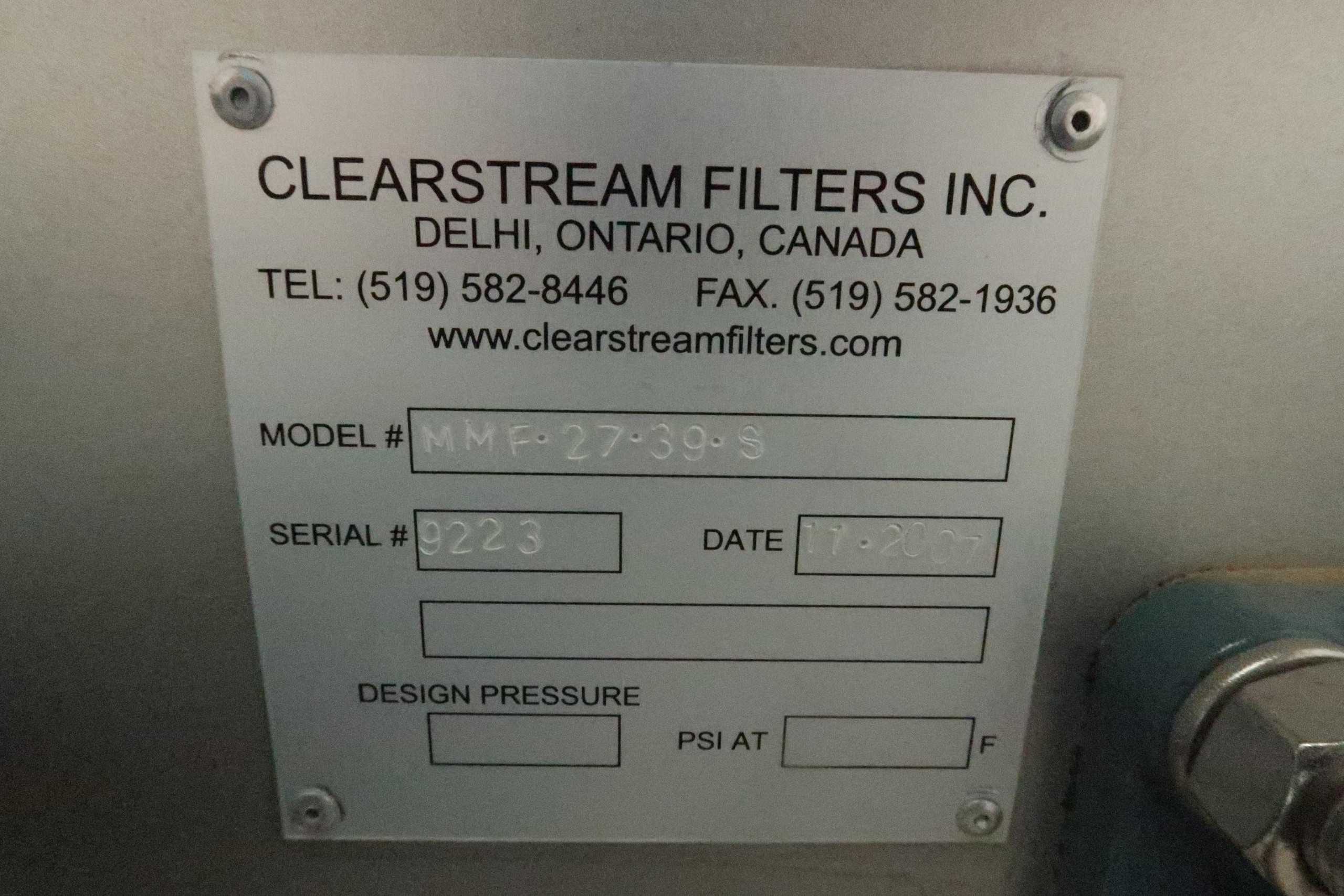 Clearstream MMF-27-39-S Automatic Media Filter For Liquid Solid Removal - FILTRATION EQUIPMENT