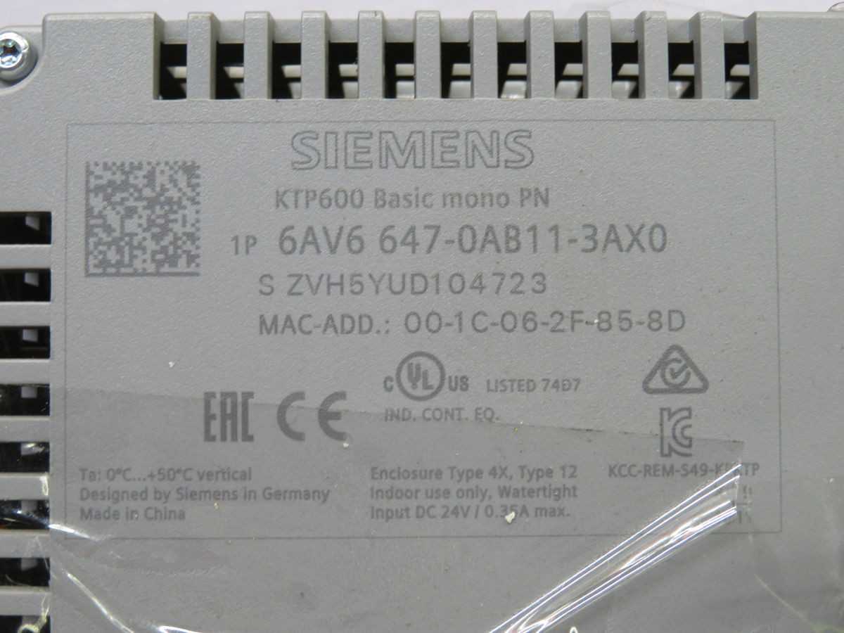 SIEMENS 6AV6 647-0AB11-3AX0 OPERATOR INTERFACE BH0461 - HMIS & DISPLAYS