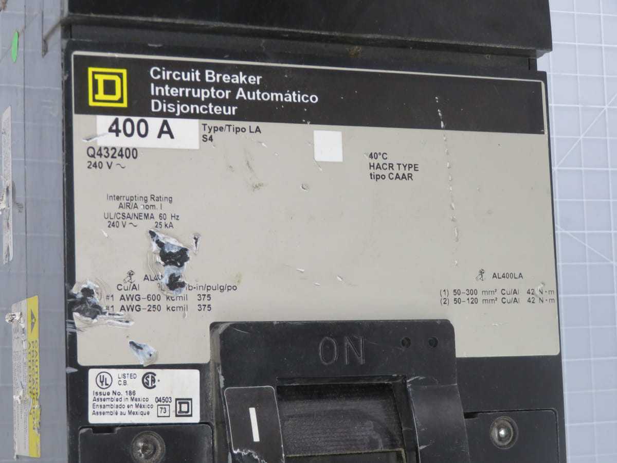 SQUARE D Q432400 CIRCUIT BREAKER 400 AMP T197540 - CIRCUIT BREAKERS
