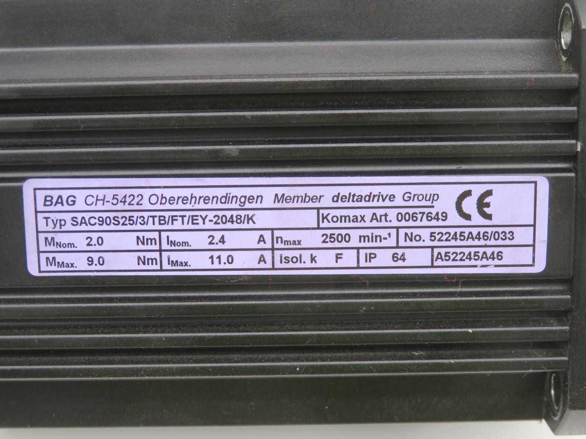 DELTA DRIVE SAC90S25/3/TB/FT/EY-2048/K SERVO MOTOR T234589 - SERVO