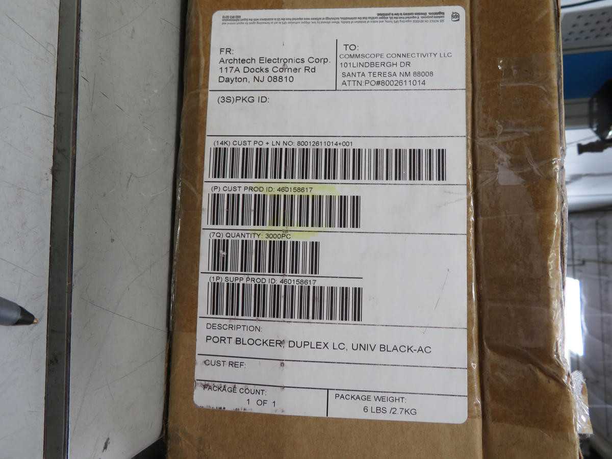 LOT OF 3000 COMMSCOPE 460158617 DUPLEX LC PORT BLOCKER BLACK T199448 - FIBER OPTIC CABLE