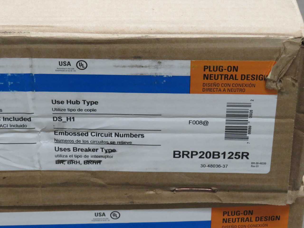 EATON BRP20B125R 125 A 40 CIRCUIT OUTDOOR MAIN BREAKER PLUG-ON NEUTRAL LOAD CENTER T192052 - CIRCUIT BREAKERS