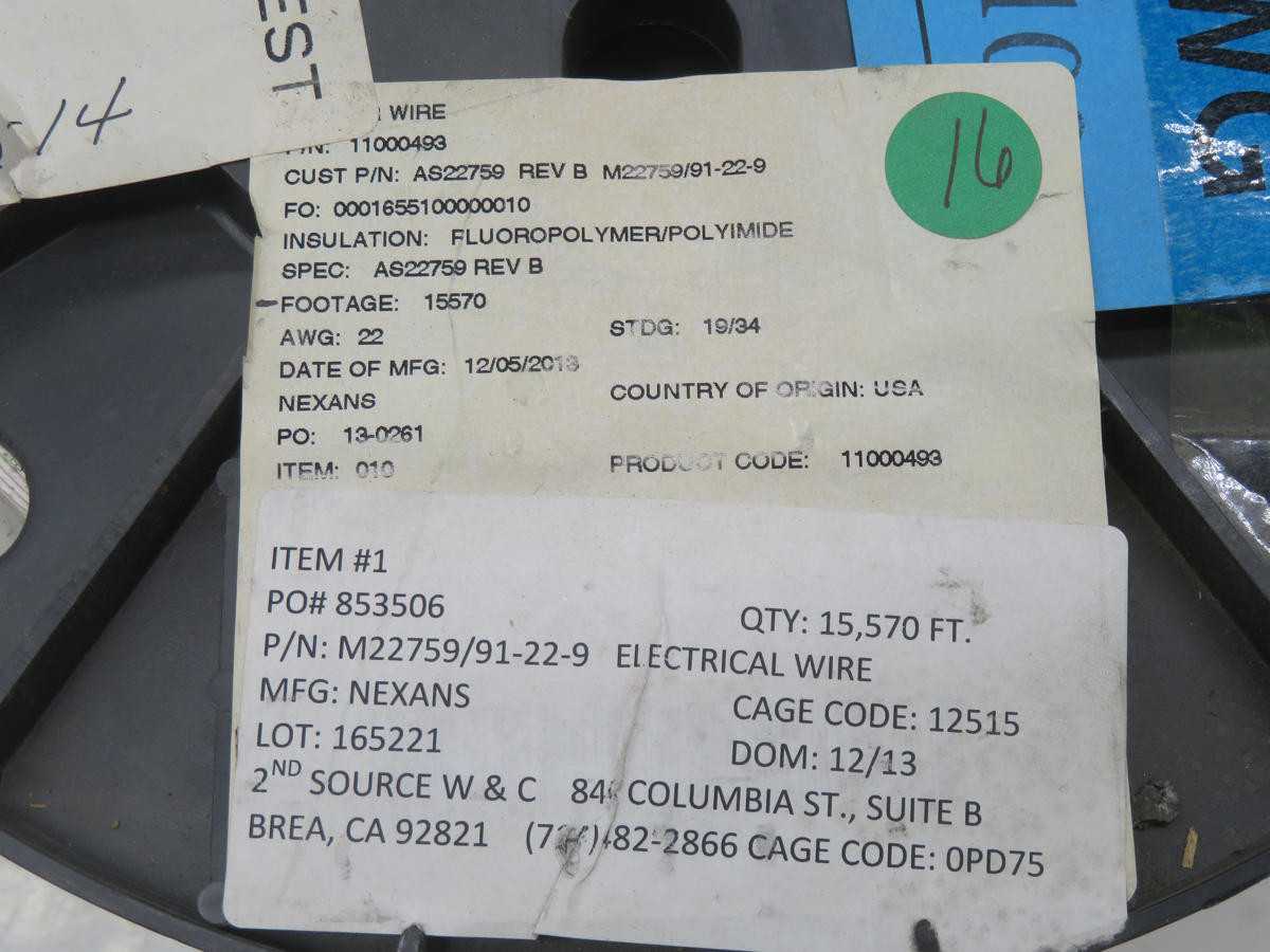 LOT OF 12000 FT SAE M22759/91-22-9 WIRE T225556 - ELECTRICAL WIRE