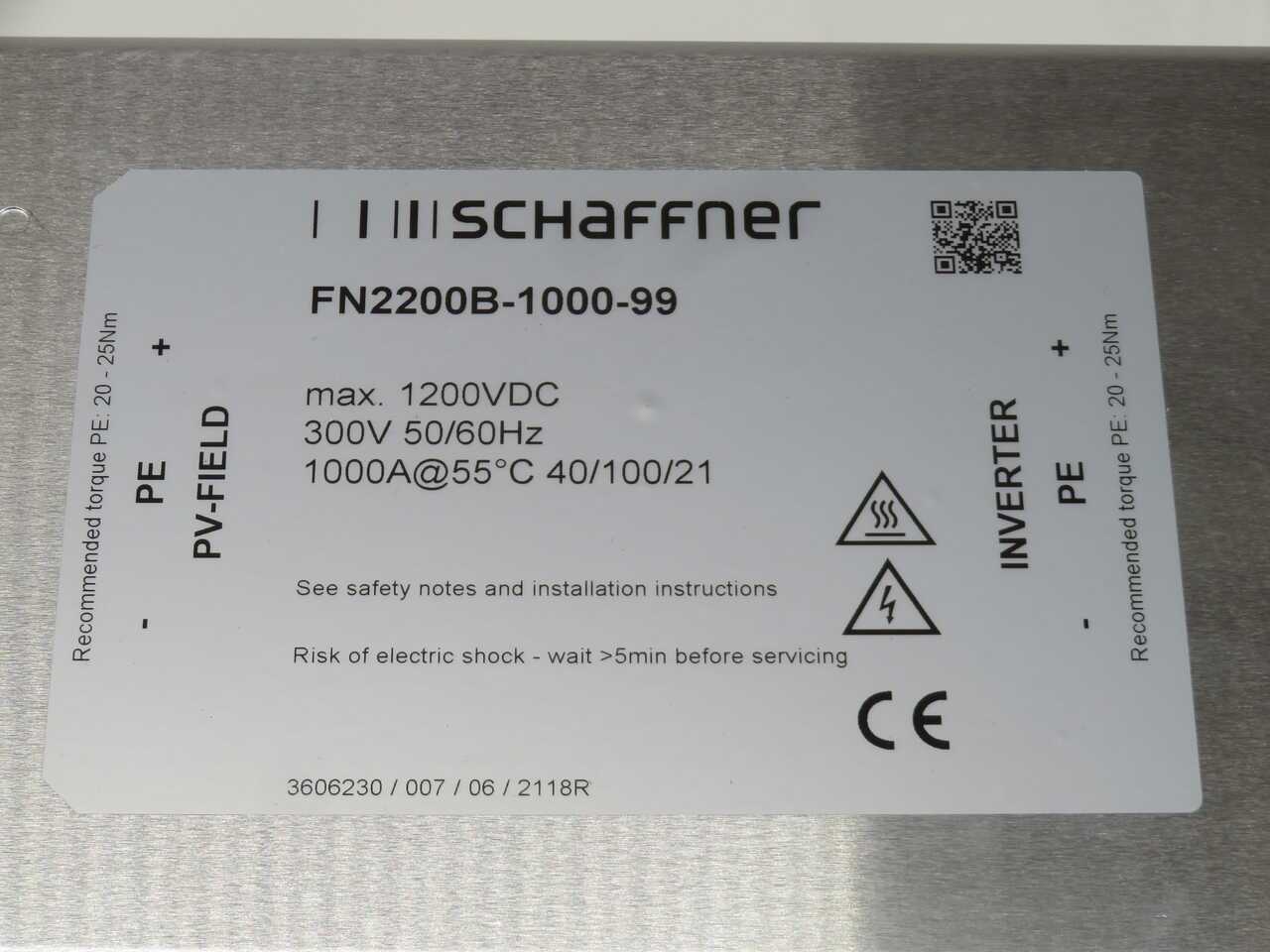 SCHAFFNER FN2200B-1000-99 HIGH-PERFORMANCE DC EMC/EMI FILTER FOR PV INVERTERS, 1000A - LINE FILTERS