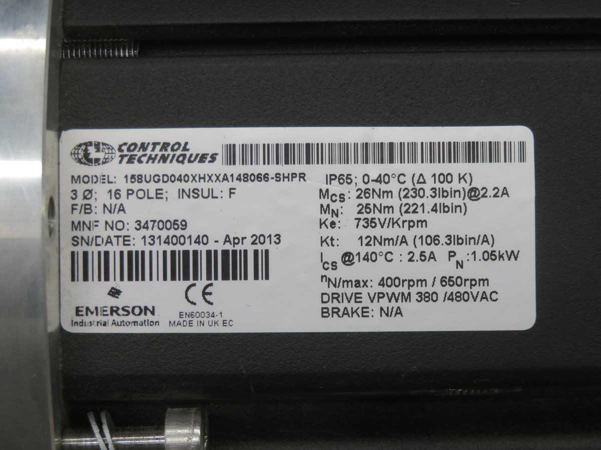 EMERSON 158UGD040XHXXA148066-SHPR SERVO MOTOR T260827 - SERVO