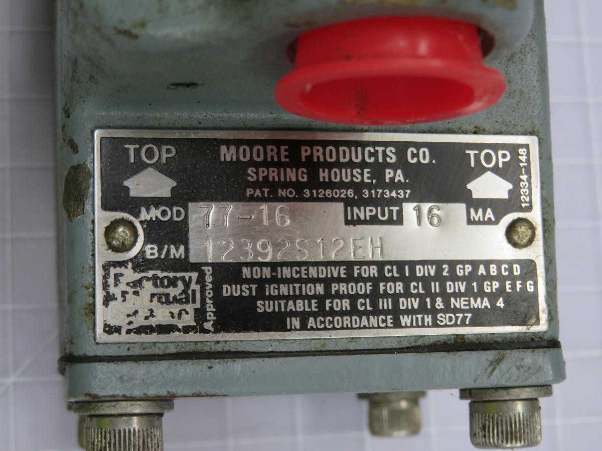 MOORE 77-16 PRESSURE TRANSDUCER T238779 - PRESSURE TRANSMITTER