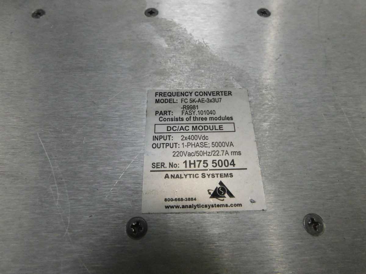 ANALYTIC SYSTEMS FC 5K-AE-3X3U7-R9981 DC/AC MODULE FREQUENCY CONVERTER 400VDC/220VAC M5055 - CONVERTERS