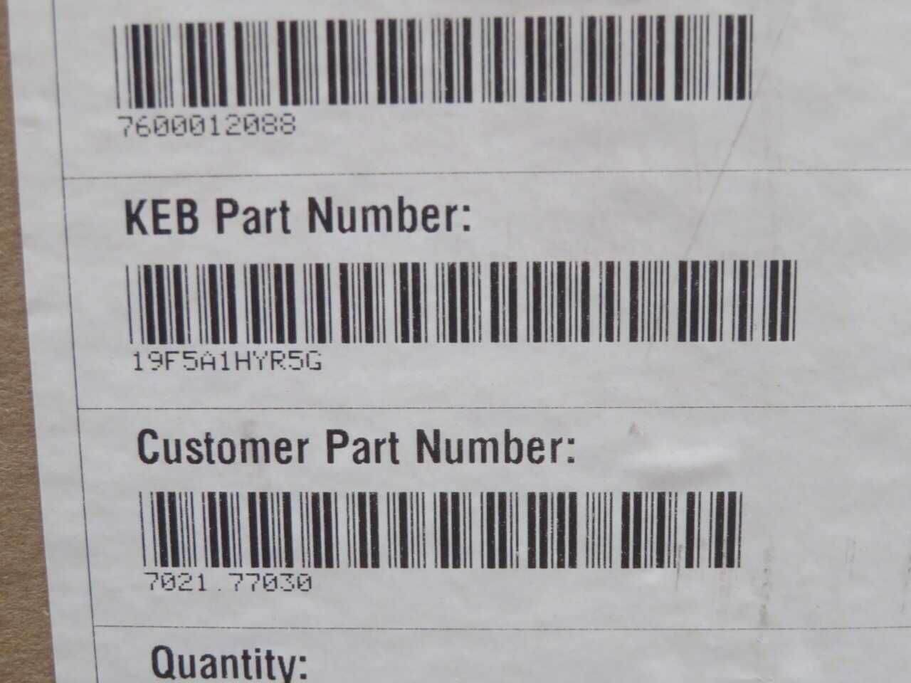 Keb 19F5A1HYR5GB Variable Frequency Drive T270431 - MISCELLANEOUS