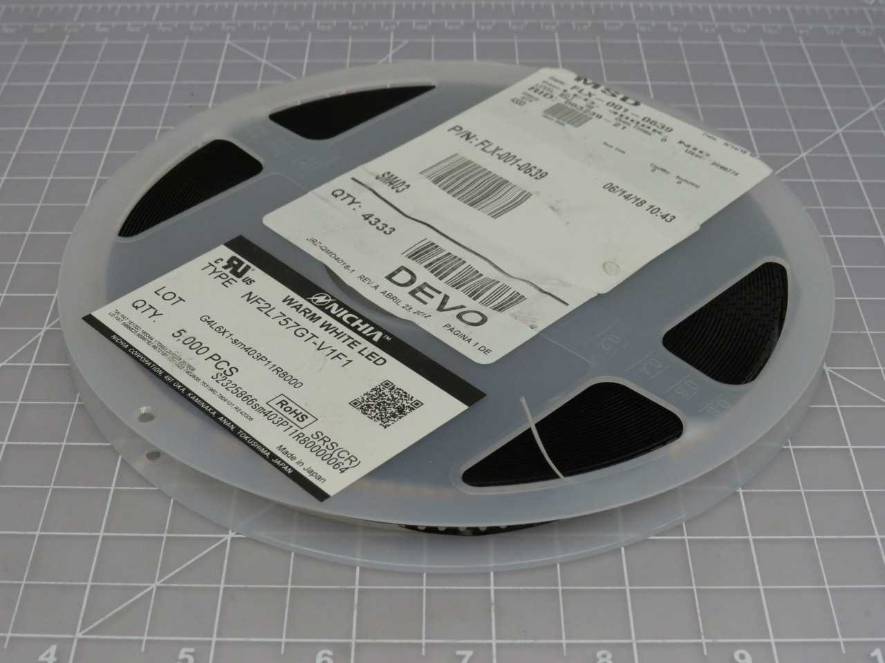 LOT OF 4200 NICHIA FLX-001-0639 NF2L757GT-V1F1 MID POWER WARM WHITE LED CHIP WITH DATA SHEET T171476 - LIGHTING