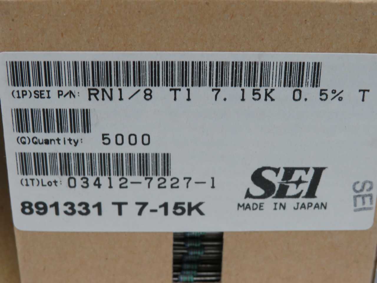 LOT OF 5000 SEI RN1/8 TI 7.5K 0.5% T 891331 T 7-15K RESISTOR 7.15 KOHMS 0.5% T172583 - ELECTRICAL COMPONENTS