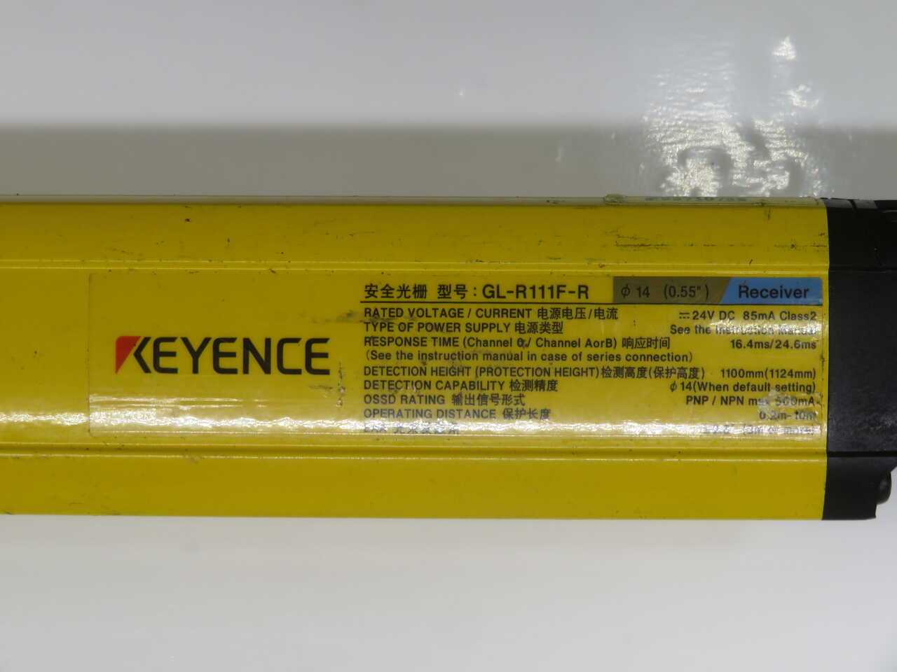 KEYENCE GL-R111F-R LIGHT CURTAIN RECEIVER T270552 - SENSORS