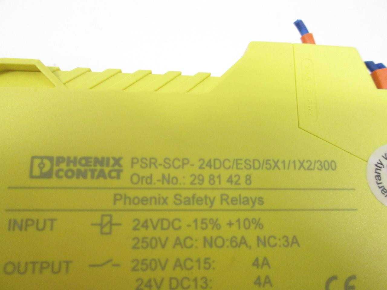 PHOENIX CONTACT PSR-ESD-300 PSR-SCP-24DC/ESD/5X1/1X2/300 29 81 42 8 SAFETY RELAY T60233 - SAFETY RELAY
