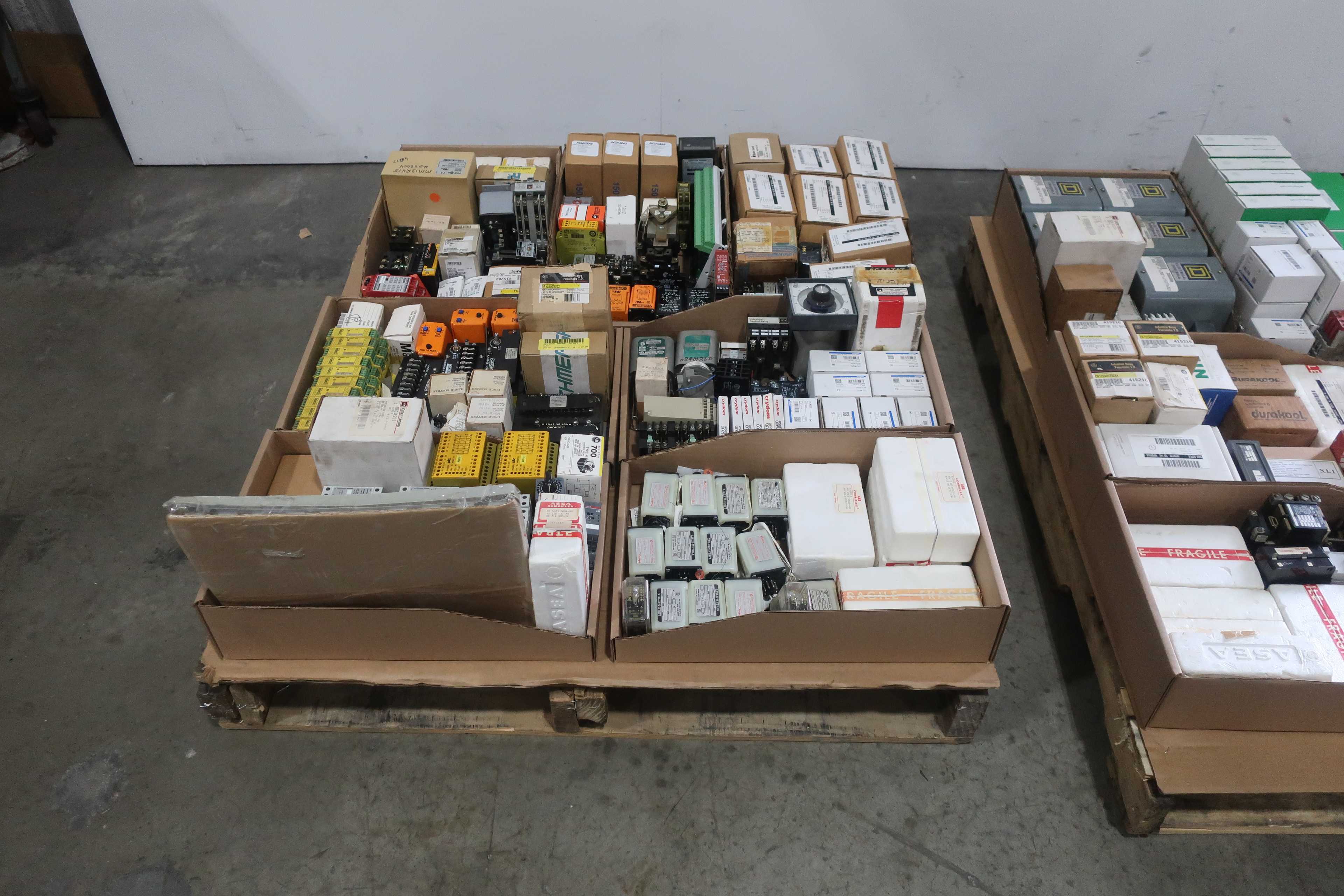 SKU 1763111 - 2 PALLETS OF ASSORTED RELAYS, COUNTERS, AND TIMERS - ELECTRICAL RELAYS