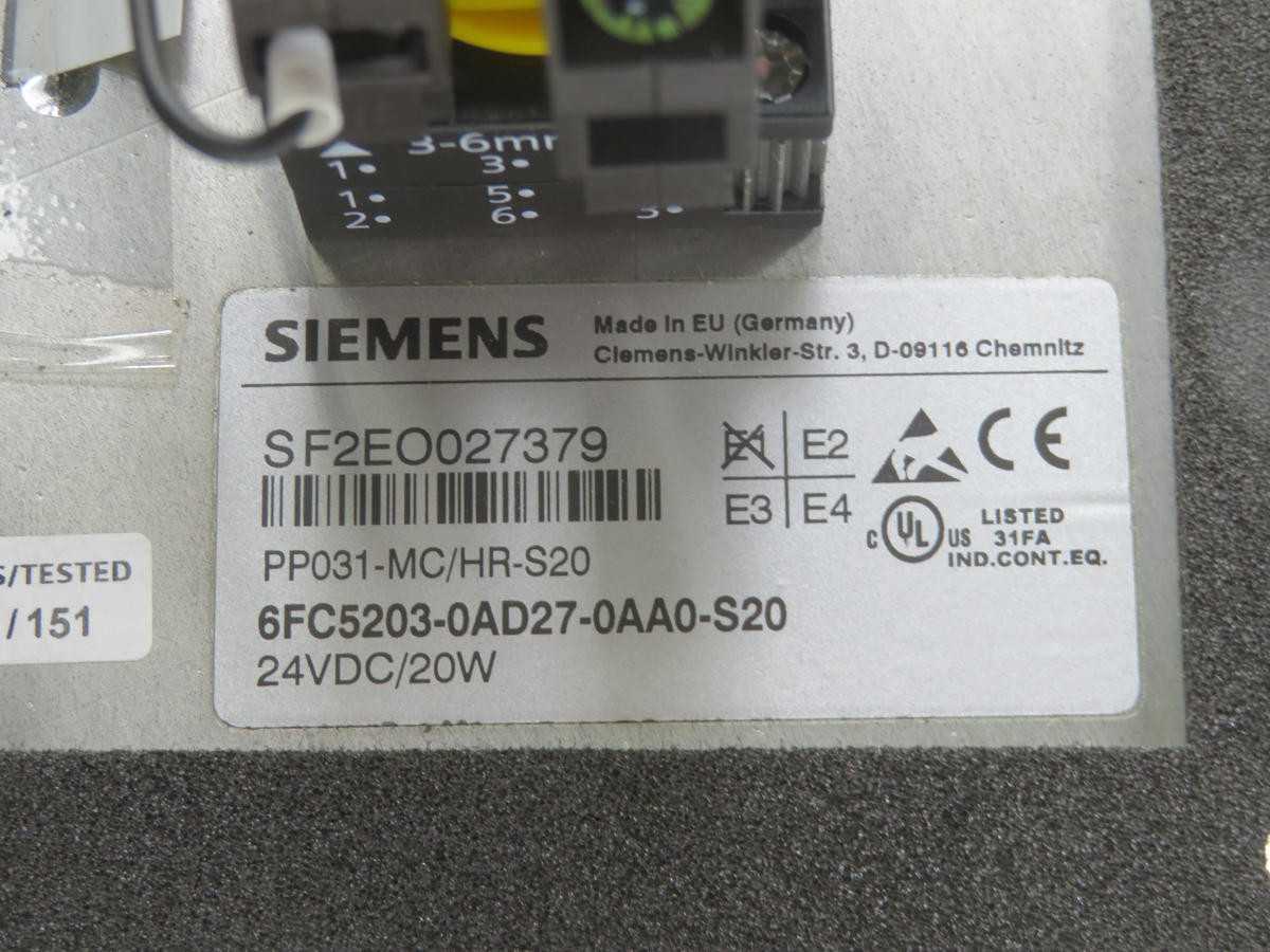 Siemens 6FC5203-0AD27-0AA0-Z Push Button Operator Interface Panel T212418 - HMIS & DISPLAYS
