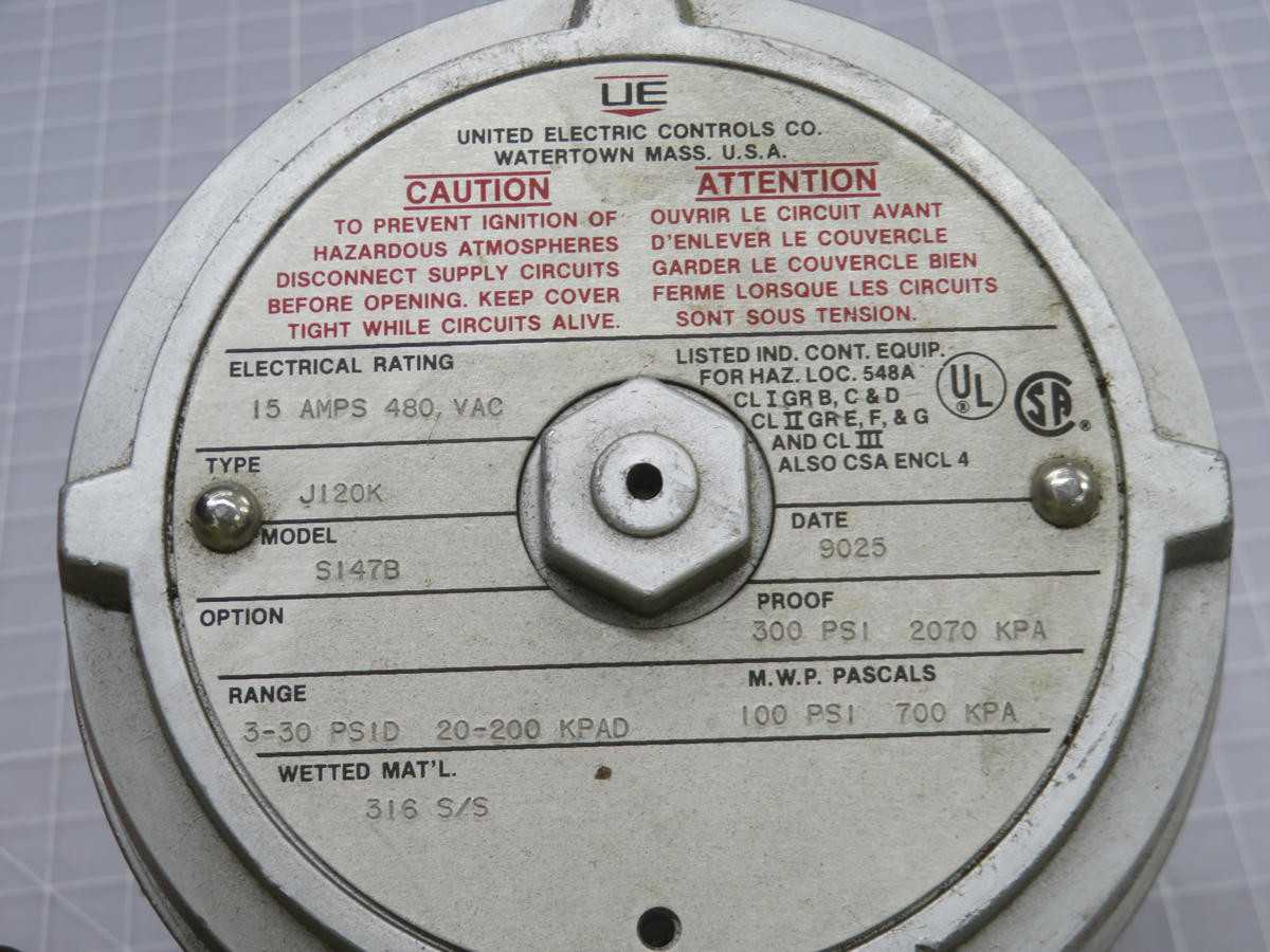 United Electric J120K-S147B Pressure Switch T242058 - SWITCHES