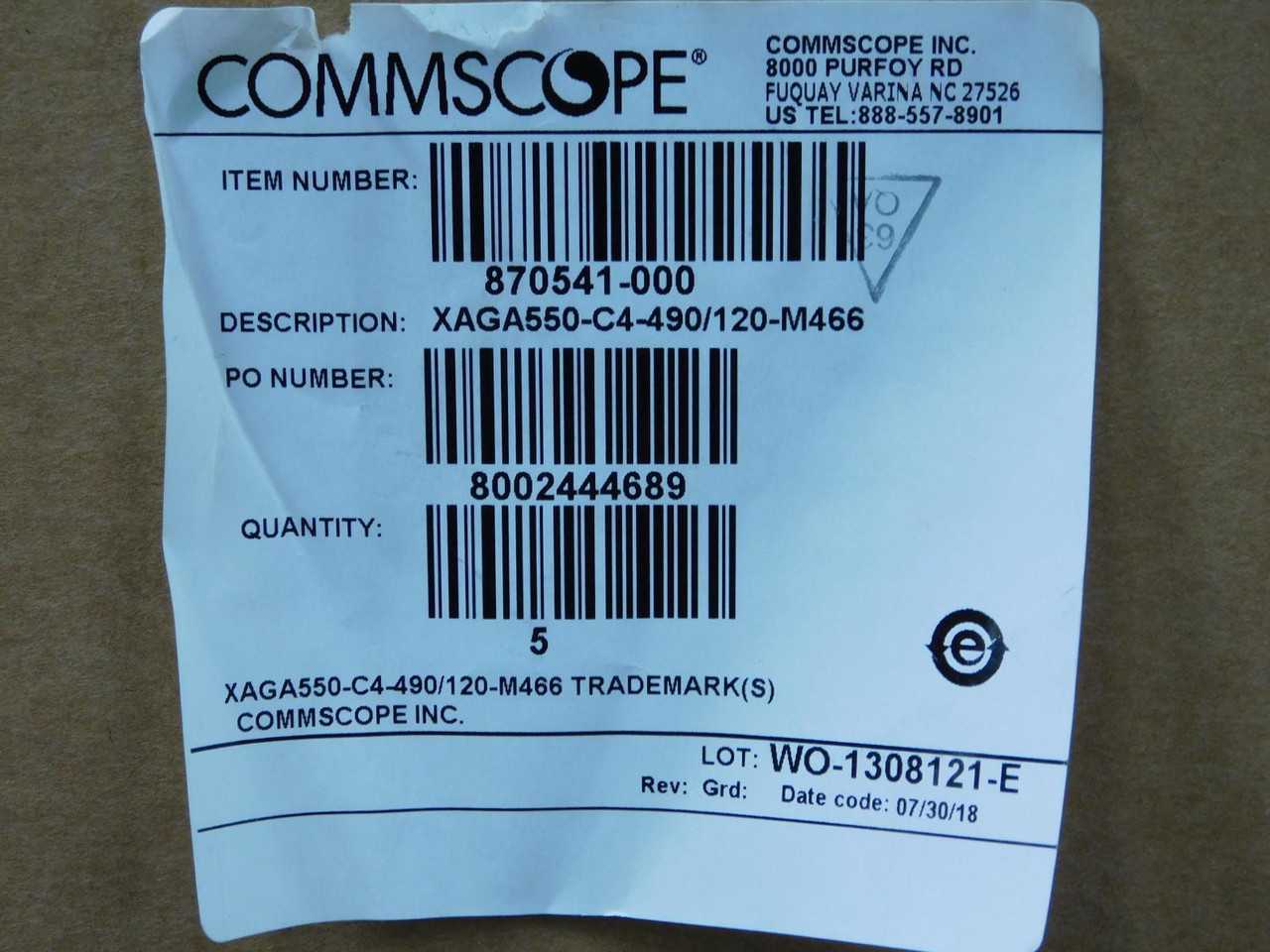 LOT OF 5 COMMSCOPE 870541-000 XAGA550-C4-490/120-M466 T148886 - FIBER OPTIC CABLE